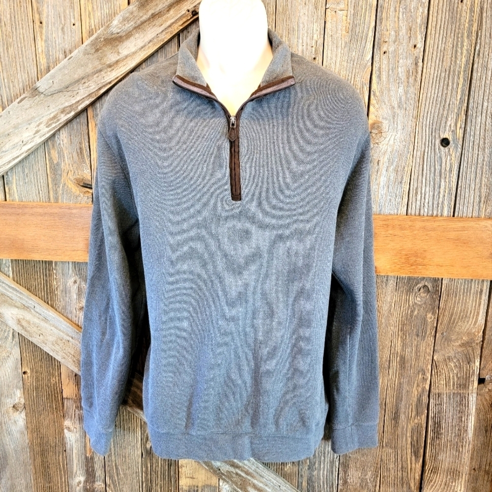 Jos. A. Bank Reserve Traditional Fit grey Cotton 1/4 Zip Sweater Men’s L EUC